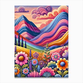 Colorful Mountain Landscape Canvas Print