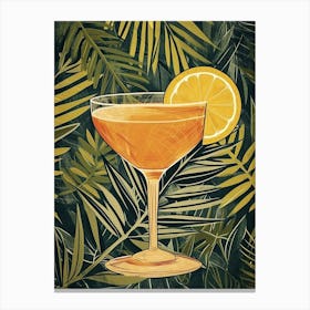 Art Deco Tropical Cocktail With Leaves Canvas Print