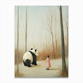 girl and her panda Canvas Print