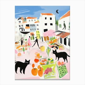 The Food Market In Ibiza 1 Illustration Canvas Print