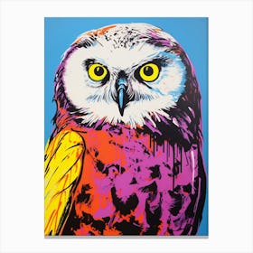 Andy Warhol Style Bird Snowy Owl 4 Canvas Print