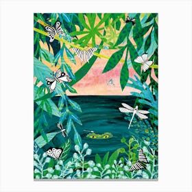 Crocodile In The Jungle Canvas Print