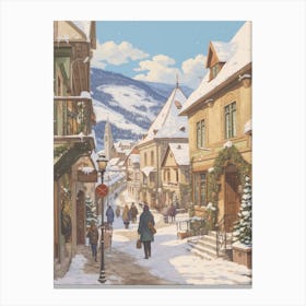 Vintage Winter Illustration Transylvania Romania 3 Canvas Print