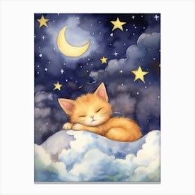 Baby Kitten 4 Sleeping In The Clouds Canvas Print