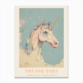 Pastel Unicorn Storybook Style Illustration 1 Poster Canvas Print