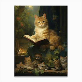 A Cat Reading A Book 1 Canvas Print