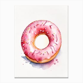 Strawberry Frosted Donut Cute Neon Canvas Print