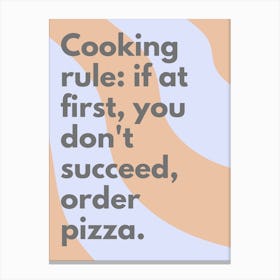 Cooking Rules Wavy Kitchen Typography Canvas Print