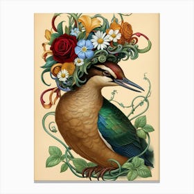 Kingfisher With Flowers 1 Canvas Print