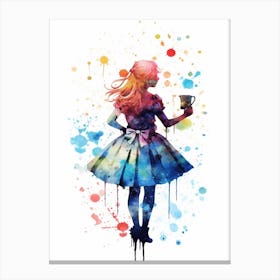 Alice In Wonderland Colourful Watercolour 2 Canvas Print