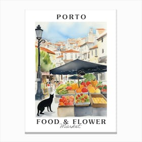 Food Market With Cats In Porto 3 Poster Canvas Print