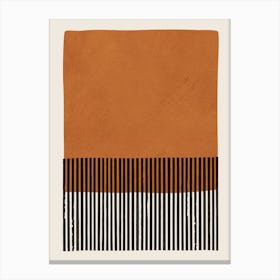 Burnt Orange Color Field Black Lines Canvas Print