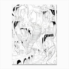 The Cave Of Wonders (Aladdin) Fantasy Inspired Line Art 5 Canvas Print