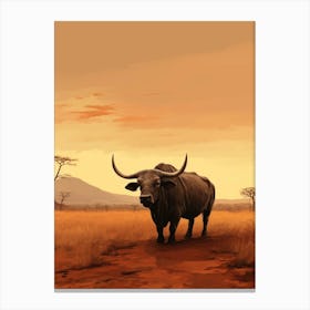 African Buffalo In The Savannah Painting 2 Canvas Print