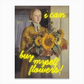 I can buy myself flowers - Vintage altered art - Trendy wall art Canvas Print