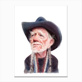 Willie Nelson Watercolor Portrait Canvas Print