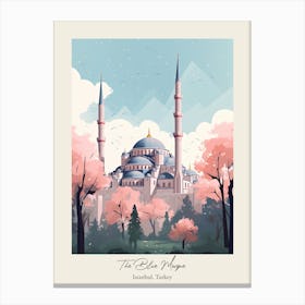 The Blue Mosque   Istanbul, Turkey   Cute Botanical Illustration Travel 3 Poster Canvas Print