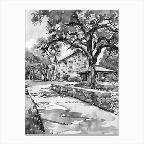 Umlauf Sculpture Garden  Museum Austin Texas Black And White Watercolour 1 Canvas Print