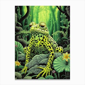 Leopard Frog Green Realistic 1 Canvas Print