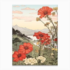 Hanagasa Japanese Florist Daisy 4 Japanese Botanical Illustration Canvas Print