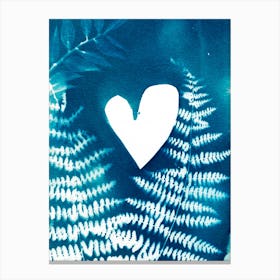 Blue Fern Heart Canvas Print