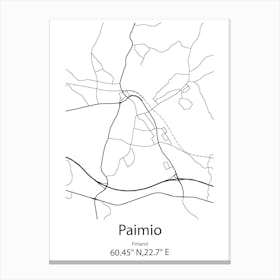 Paimio,Finland Minimalist Map Canvas Print