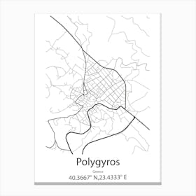 Polygyros,Greece Minimalist Map Canvas Print