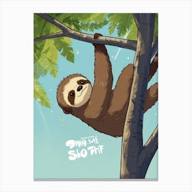 Sloth Hanging In The Tree Canvas Print