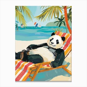 Giant Panda Relaxing In A Hot Spring Storybook Illustration 3 Canvas Print