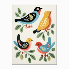 Folk Style Bird Painting Robin 2 Canvas Print