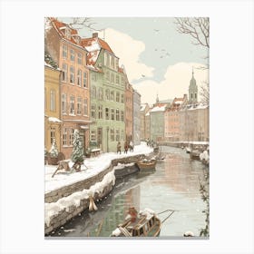 Vintage Winter Illustration Copenhagen Denmark 1 Canvas Print