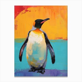 Galapagos Penguin Half Moon Island Colour Block Painting 6 Canvas Print