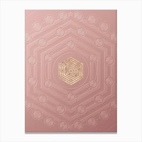 Geometric Gold Glyph on Circle Array in Pink Embossed Paper n.0164 Canvas Print