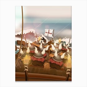 Viking Ship Cartoon Canvas Print
