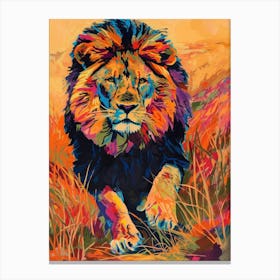 Transvaal Lion Lion In Different Seasons Fauvist Painting 5 Canvas Print