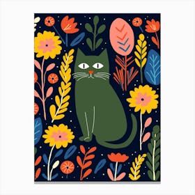 Cat With Flowers Canvas Print