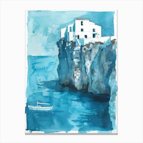 Blue House On The Cliff Canvas Print