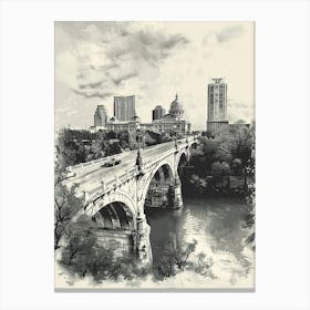 Duotone Illustration Congress Avenue Bridge Austin Texas 2 Canvas Print