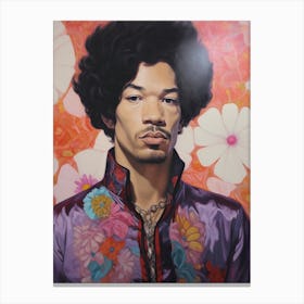Jimi Hendrix Floral Portrait 2 Canvas Print