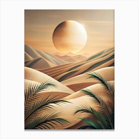 Desert Landscape With Palm Trees 3 Canvas Print