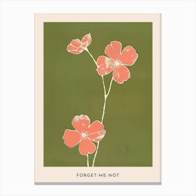 Pink & Green Forget Me Not 1 Flower Poster Canvas Print