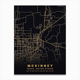 McKinney Texas USA Black And Gold Map Canvas Print