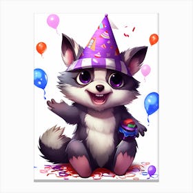 Cute Kawaii Cartoon Raccoon 32 Canvas Print