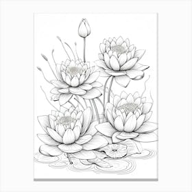 Line Art Inspired By Water Lilies 2 Canvas Print