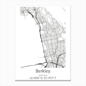 Berkley,United States Minimalist Map Canvas Print