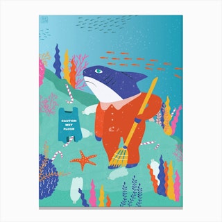 Shark Janitor Canvas Print