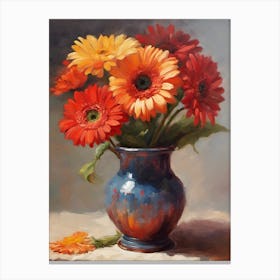 Gerbera Flowers In A Vase Canvas Print