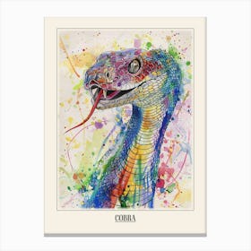 Cobra Colourful Watercolour 1 Poster Canvas Print