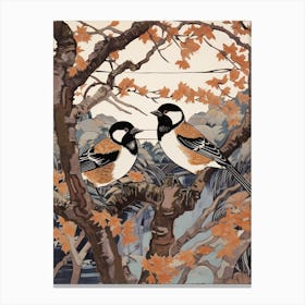 Two Birds Art Nouveau Poster 2 Canvas Print