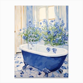 A Bathtube Full Of Forget Me Not In A Bathroom 4 Canvas Print